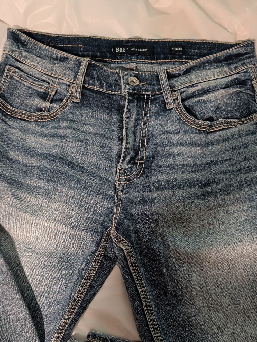 BKE Men's Slim Straight Jeans - Faded Blue Wash